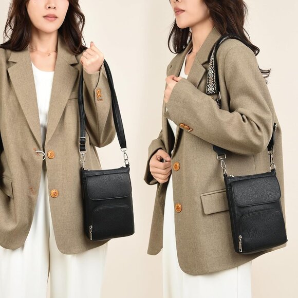 Women Small Leather Crossbody Bag Multi Pocket Phone Wallet Shoulder - Picture 8 of 8